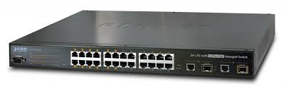 ''Planet 24-Port 10/100Mbps + 2- Gigabit TP/SPF ManagedPoE Switch''